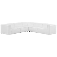5 Piece Upholstered Fabric Sectional Sofa Set