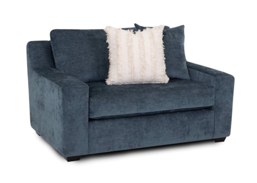 Transitional Snuggler Chair with Throw Pillows