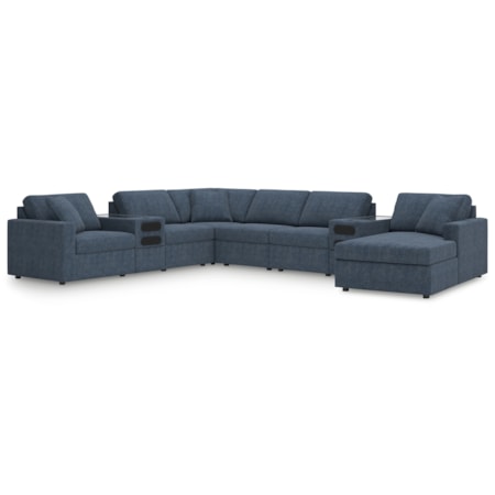 8Pc Sectional With Chaise And Audio Consoles