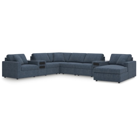 8Pc Sectional With Chaise And Audio Consoles