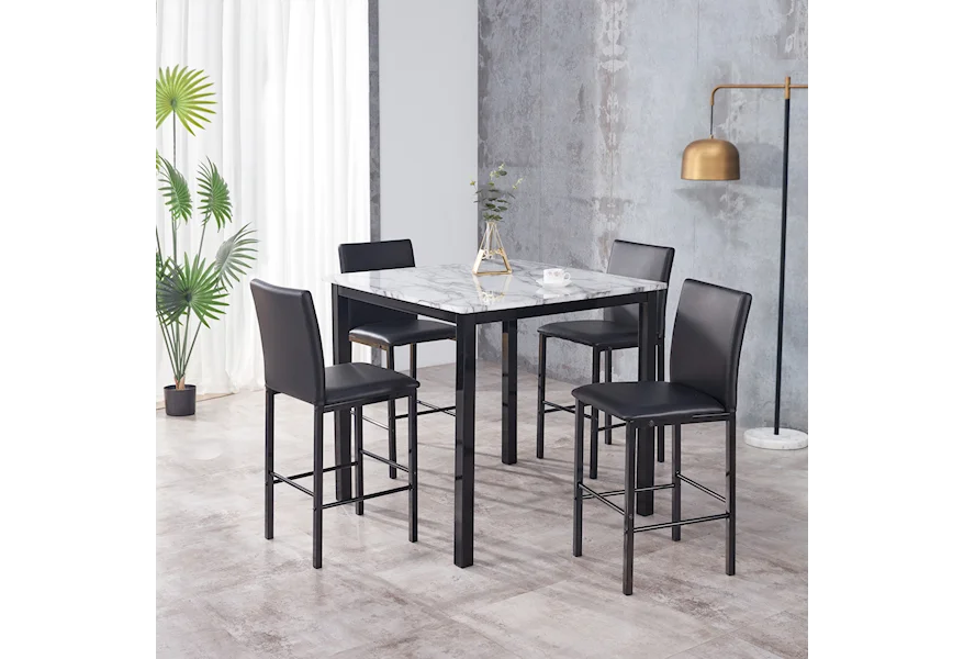 Aiden 5-Pack Counter Height Dinette by Crown Mark at Corner Furniture