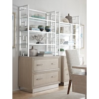 Contemporary 2-Drawer File Chest and Hutch Set with Silver Fretwork