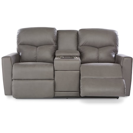 Casual Power Reclining Loveseat with Console, Power Headrest & Lumbar