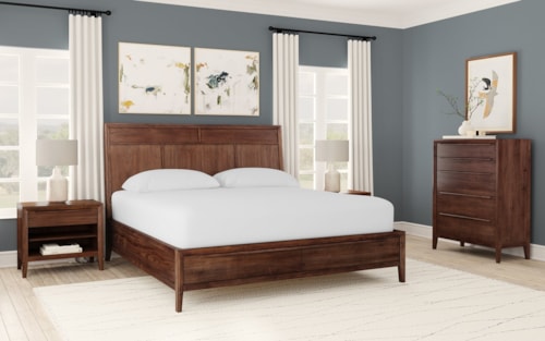 Transitional 4 Piece Queen Bedroom Set with Chest
