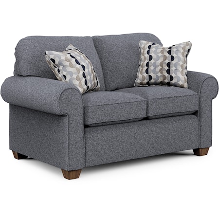 Contemporary Loveseat with Rolled Arms