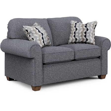 Upholstered Loveseat with Rolled Arms