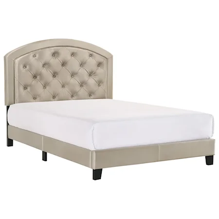 Full Upholstered Platform Bed with Adjustable Headboard