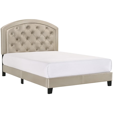 Full Upholstered Platform Bed with Adjustable Headboard