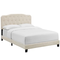 Queen Upholstered Fabric Bed