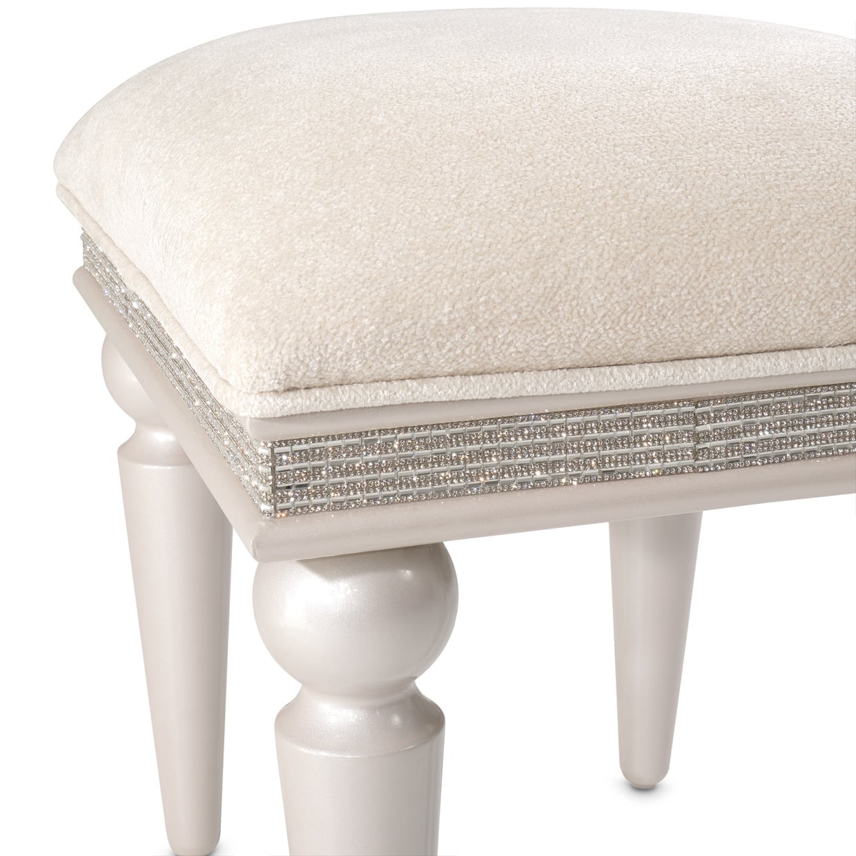 Michael Amini Glimmering Heights Upholstered Vanity Bench