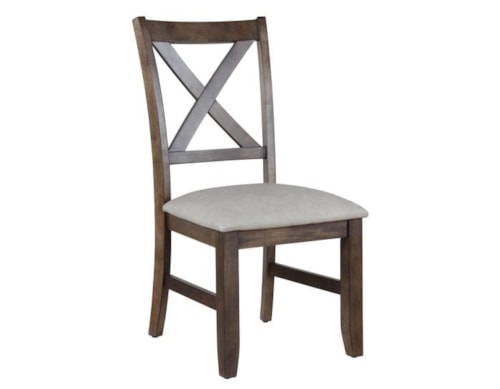 Rustic Upholstered Side Chair with X Back