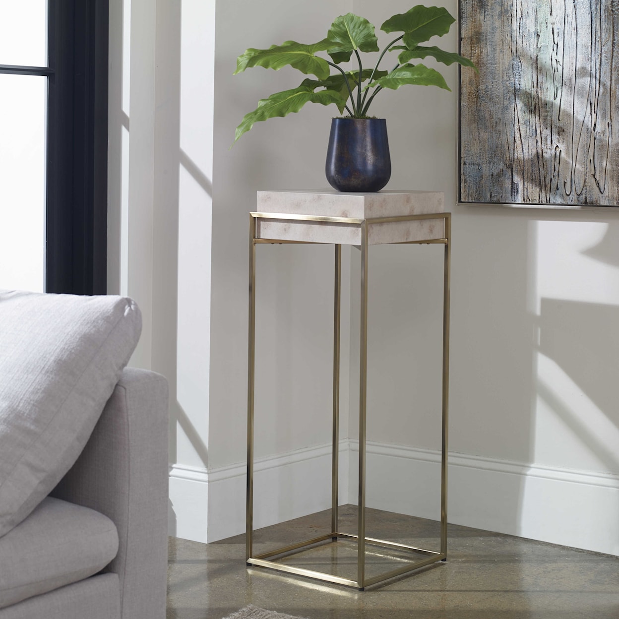 Uttermost Accent Furniture - Occasional Tables Inda Modern Ivory Plant Stand