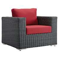 Outdoor Coastal Patio Fabric Sunbrella® Armchair - Gray/Red