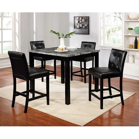 5-Piece Transitional Counter Height Dining Table Set