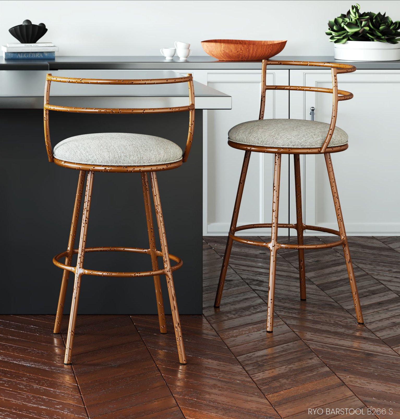 Wesley Allen RYO Swivel Counter Stool with Hammered Finish