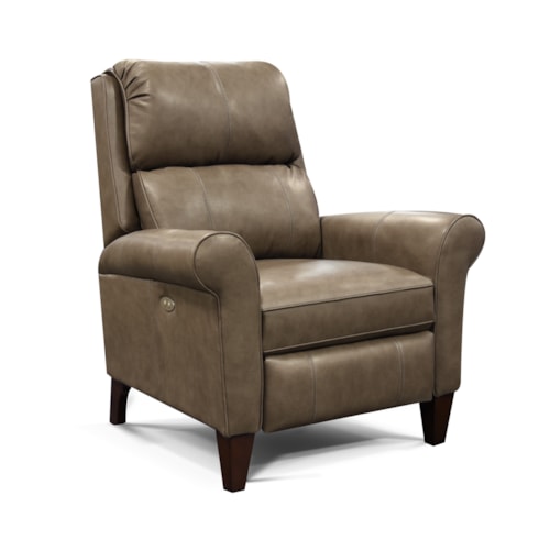 Transitional Push Back Recliner with Tapered Legs