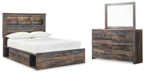 Full Panel Bookcase Bed, With Storage, Dresser And Mirror
