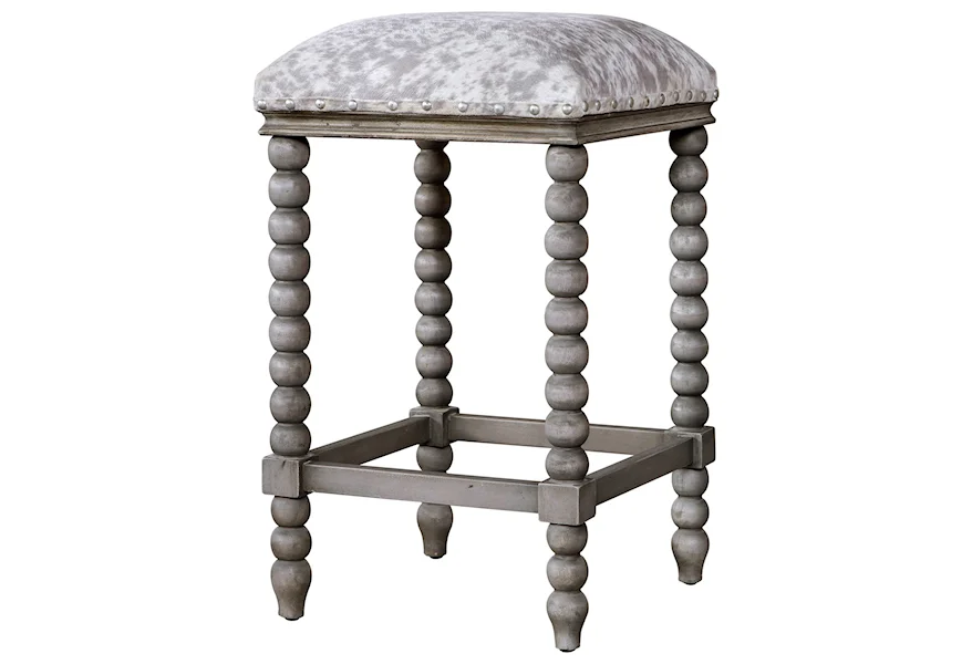 Accent Furniture - Stools Estes Faux Cow Hide Counter Stool by Uttermost at Corner Furniture
