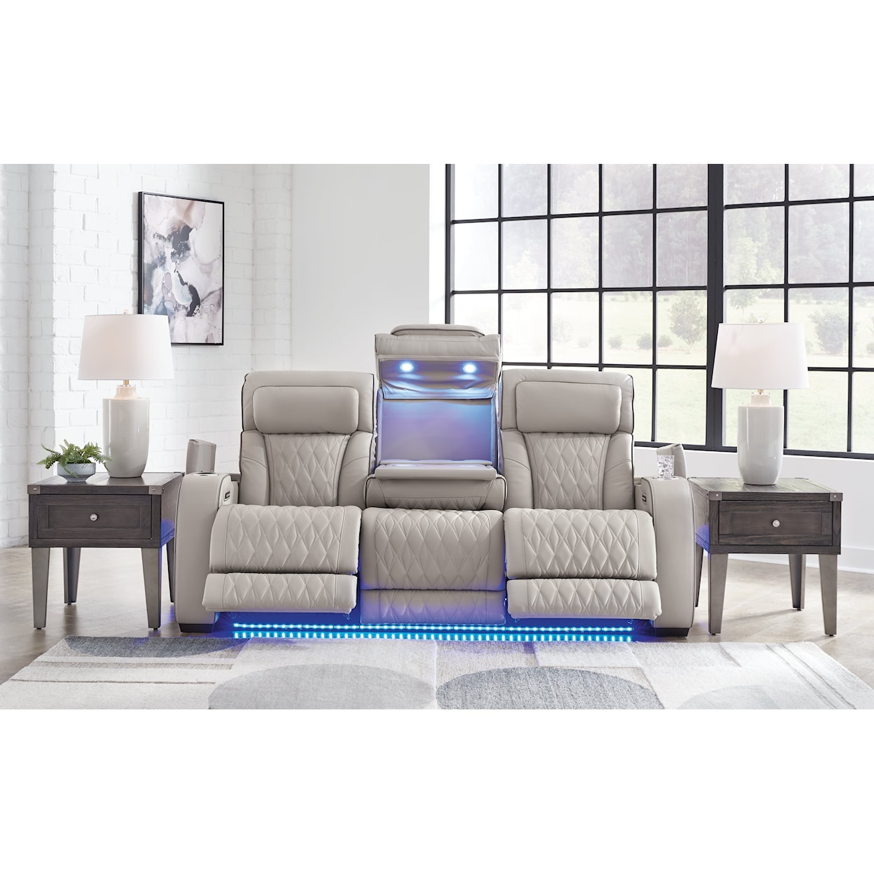 Ashley Furniture Signature Design Boyington Power Reclining Sofa with Adj Headrest