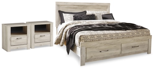 King Storage Bed And 2 Nightstands