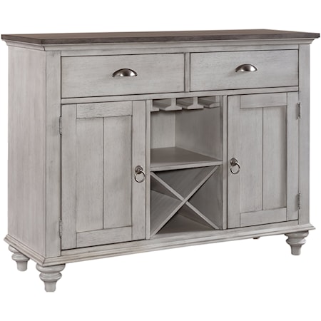 Farmhouse 2-Drawer Buffet with Glass Stemware Storage