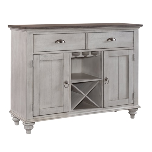 Farmhouse 2-Drawer Buffet with Glass Stemware Storage
