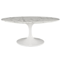 42" Oval-Shaped Artificial Marble Coffee Table