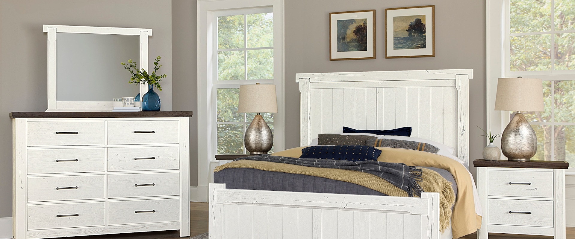 Transitional Rustic 5-Piece Queen Dovetail Bedroom Set