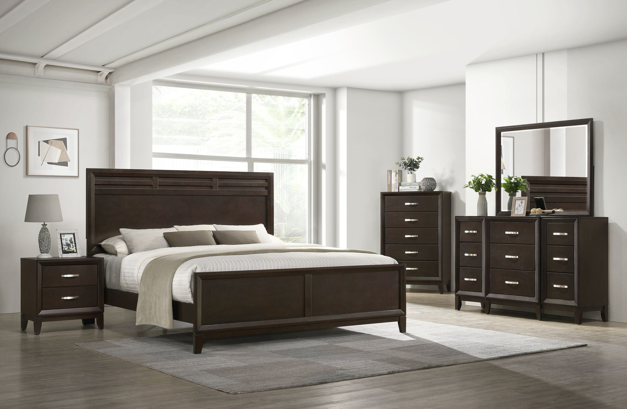 Elements International Beaumont 9-Drawer Dresser and Mirror Set