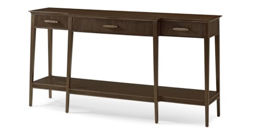 Mid-Century Modern Three-Drawer Console Table with Open Shelf