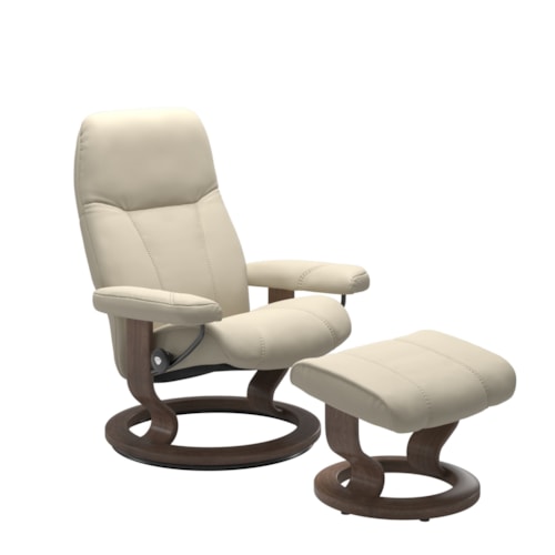 Large Reclining Chair & Ottoman with Classic Base