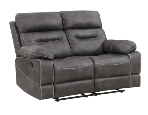 Casual Manual Reclining Loveseat with Pillow Arms