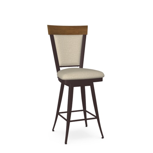 Transitional Upholstered Counter Height Swivel Stool with Memory Return