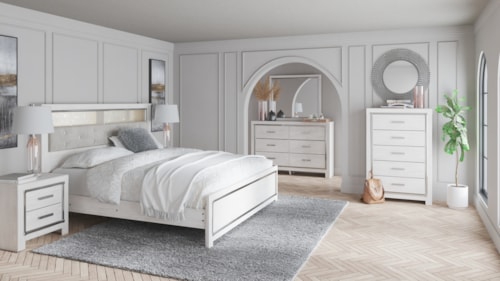 King Panel Bookcase Bed, Dresser And Mirror