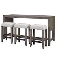 Transitional Console Table with 3 Stools