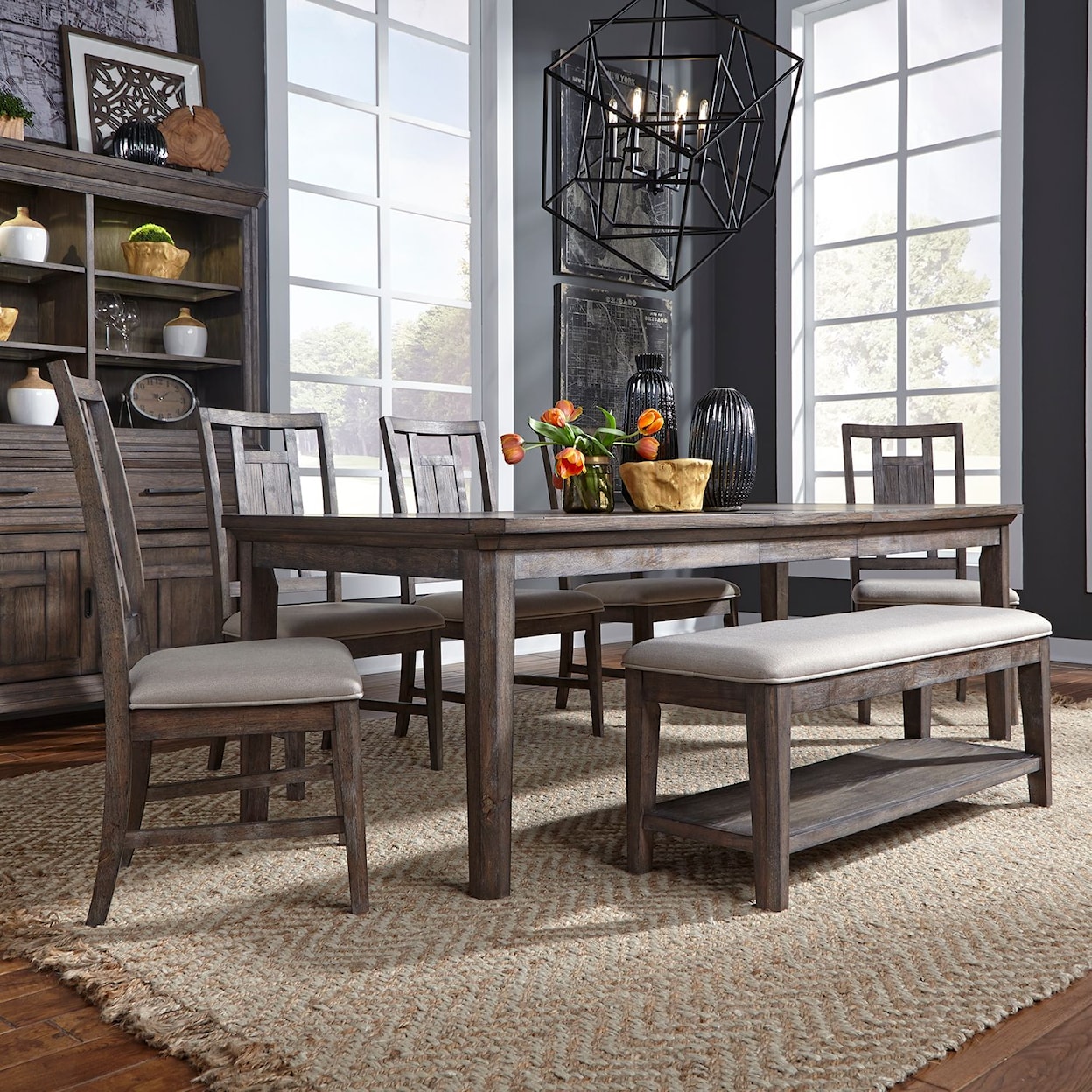 Liberty Furniture Artisan Prairie 6 Piece Rectangular Table Set