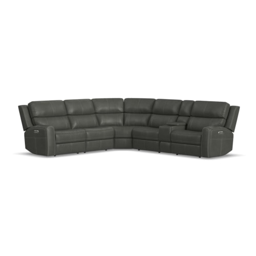 Casual 6-Piece Power Reclining Sectional Sofa with Storage Console
