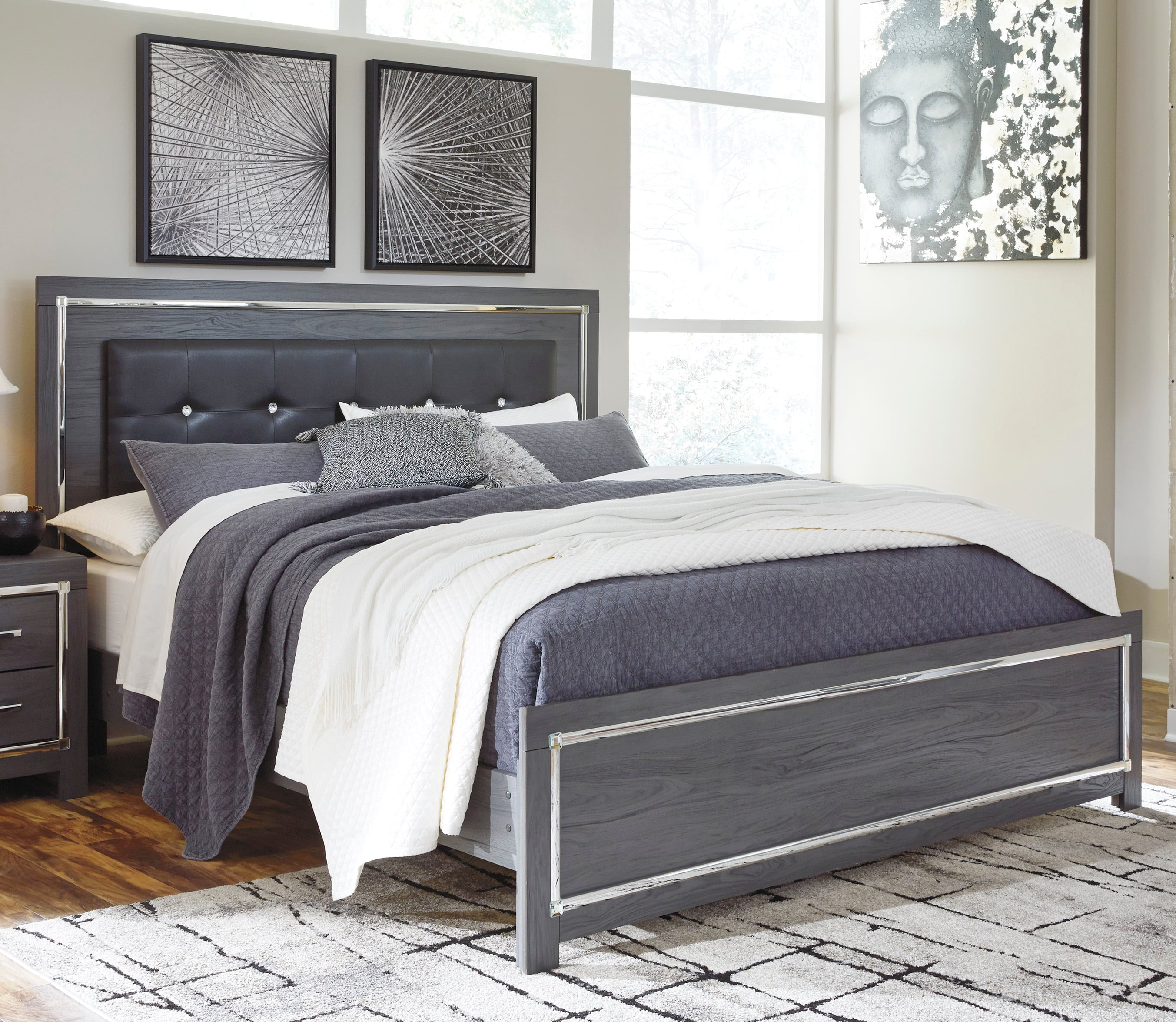 King size platform bed deals frame ashley furniture