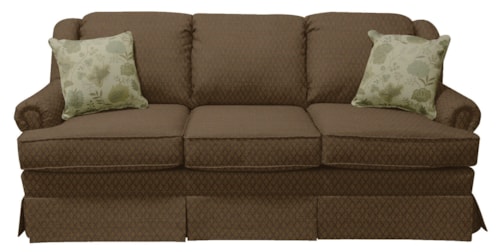 Traditional Skirted Sofa with Rolled Arms