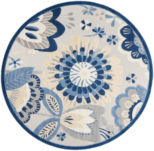 7'10"  Blue/Grey Round Rug