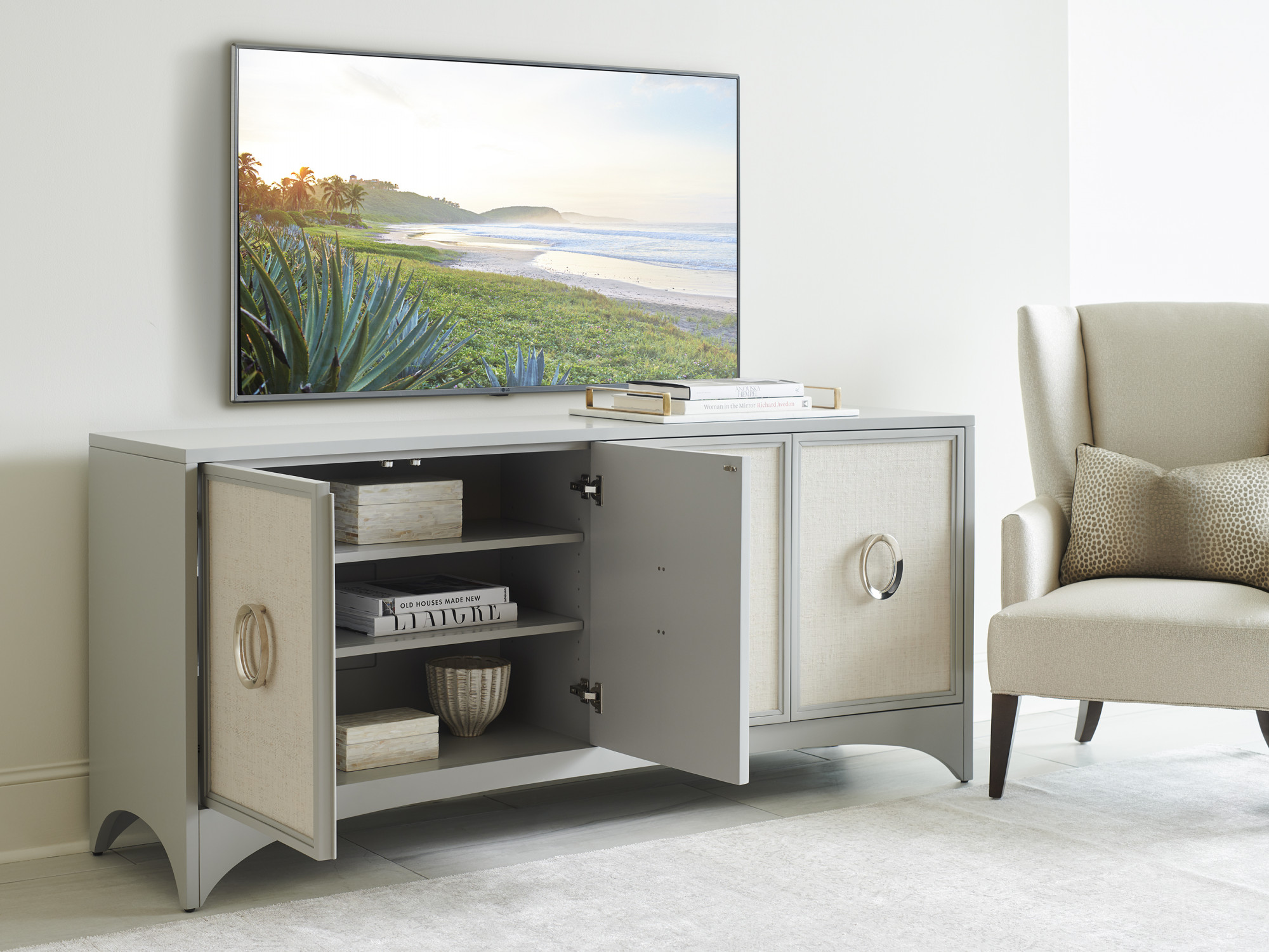 Sligh Studio Designs Newbury Park Raffia Media Console