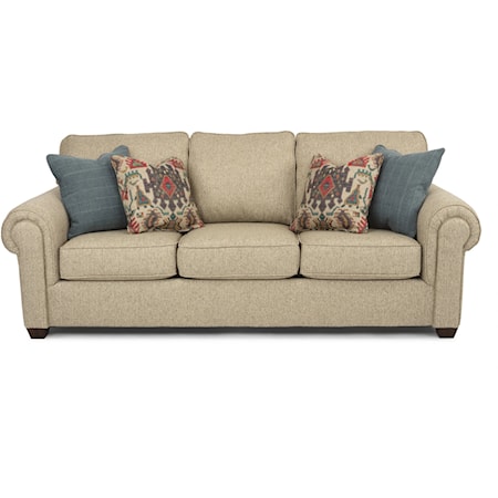 Transitional Sofa with Rolled Arms