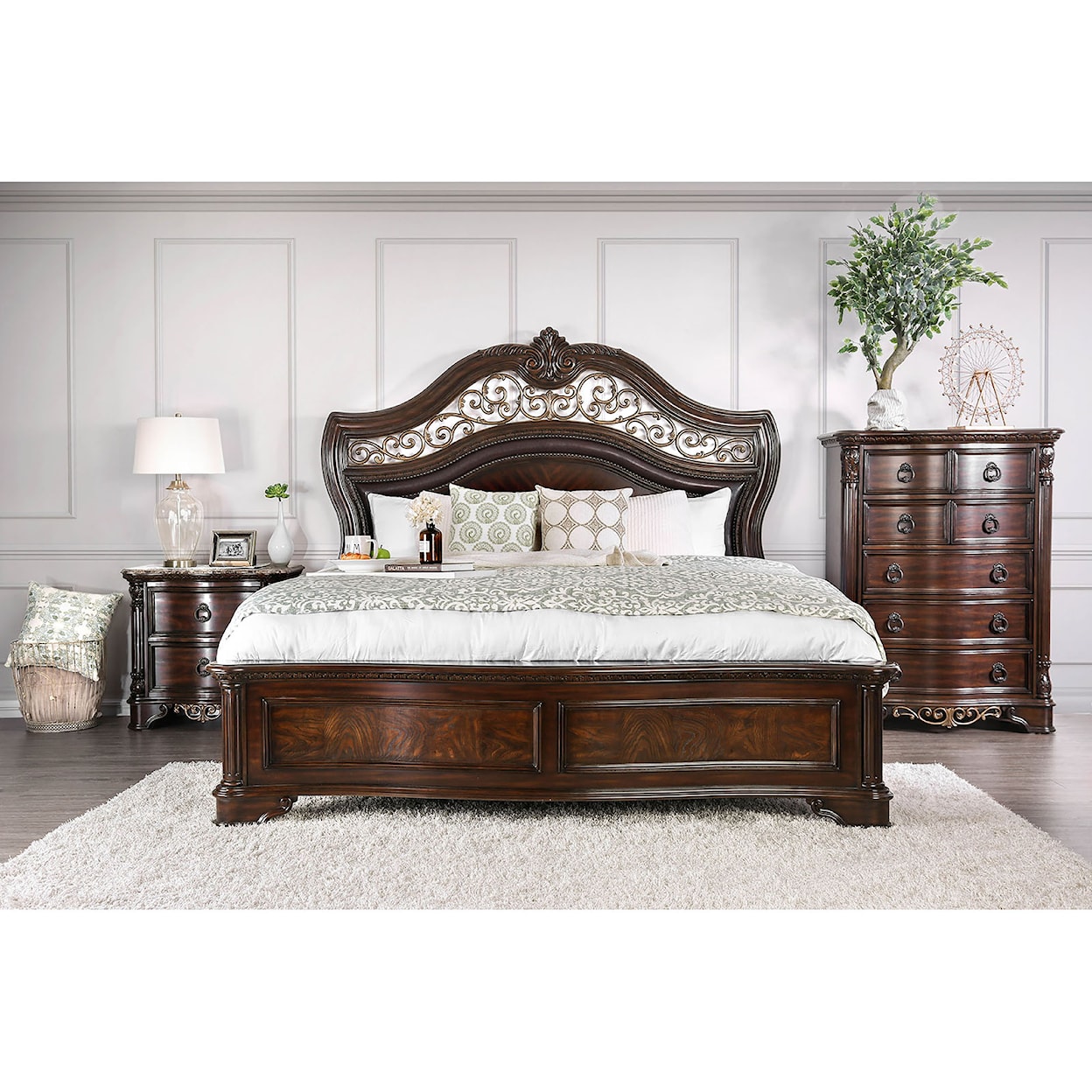 Furniture of America Menodora 4-Piece Queen Bedroom Set