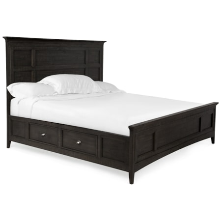 Queen Bed with Storage Rails