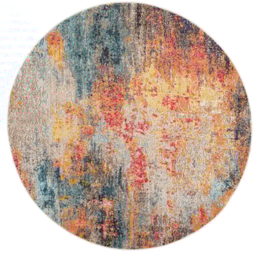 5'3"  Multicolor Round Rug