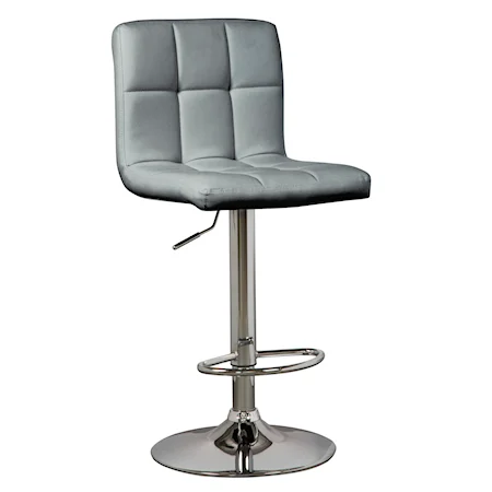Adjustable Counter Height/Bar Height Bar Stool in Gray Faux Leather