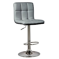 Adjustable Counter Height/Bar Height Bar Stool in Gray Faux Leather