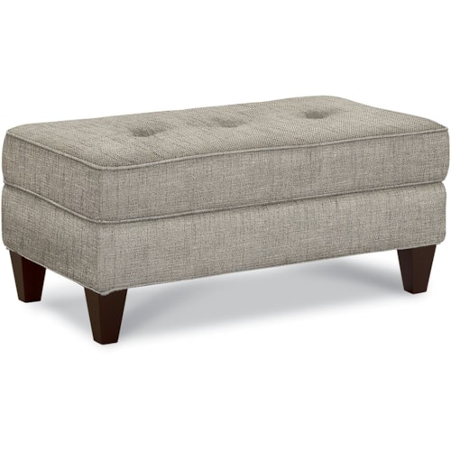 Transitional Ottoman with Wood Legs
