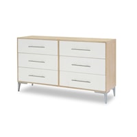 Contemporary 6-Drawer Dresser with Two-Tone Finish