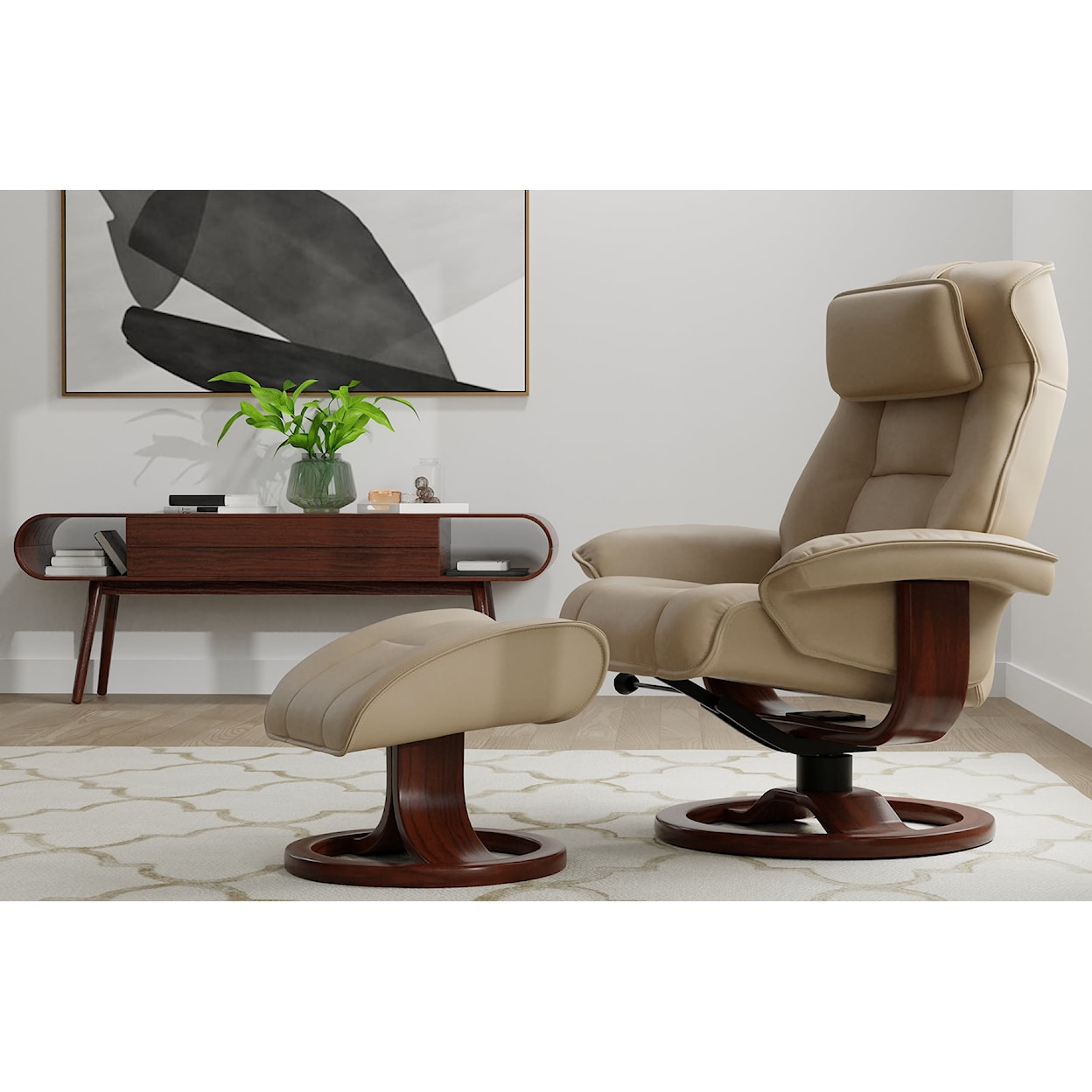 Fjords by Hjellegjerde Classic Comfort Collection Mustang R Large Manual Recliner W/ Footstool